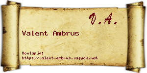 Valent Ambrus névjegykártya